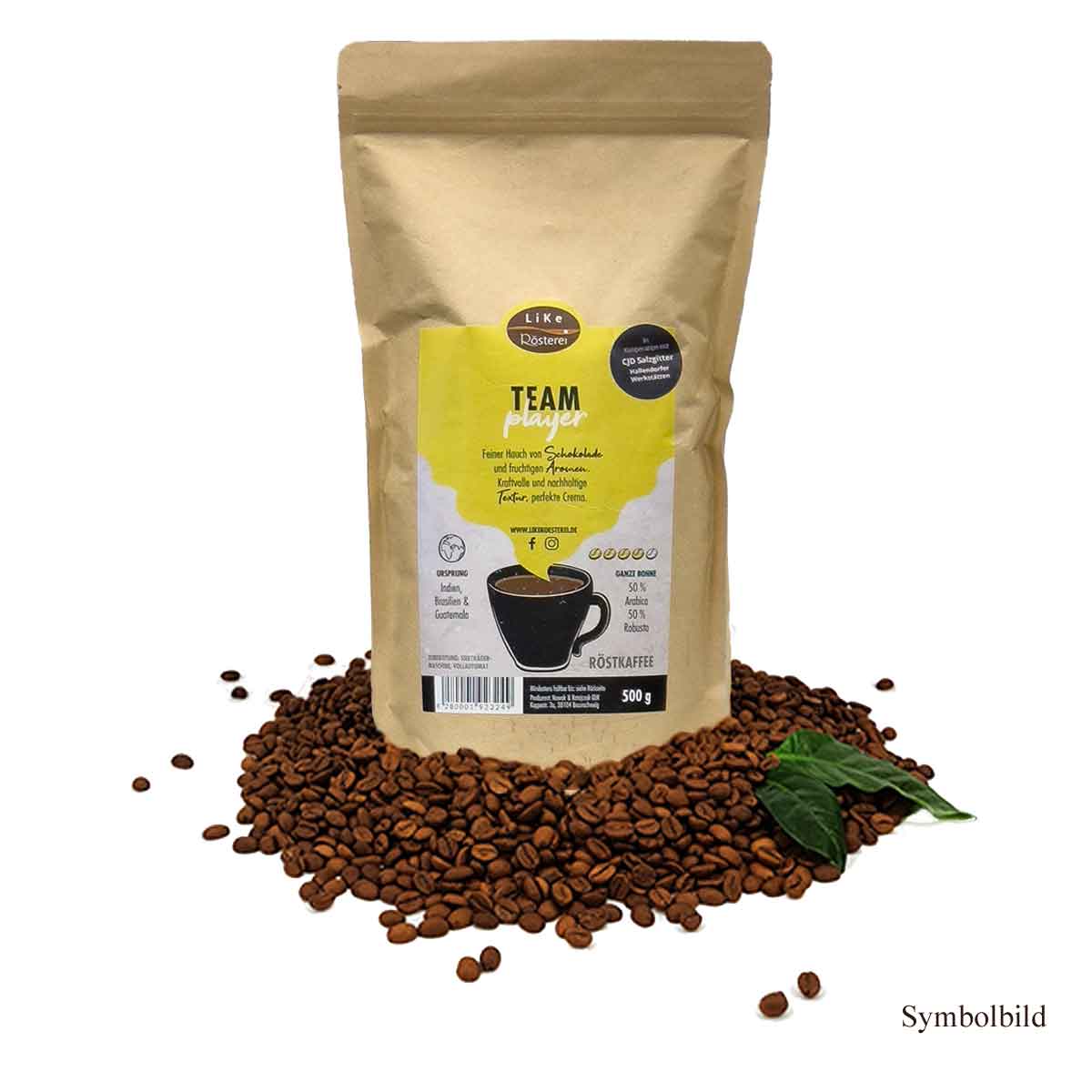 LiKe Kaffee "Teamplayer" Hausmischung ganze Bohne